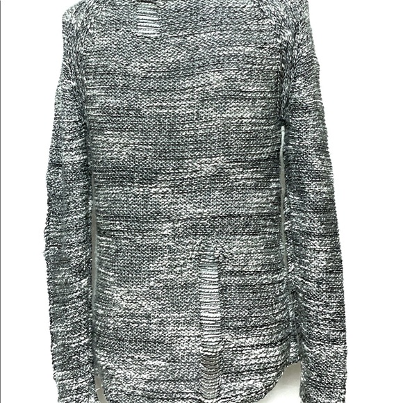 Pam & Gela Distressed Sweater in Gray & White - Picture 8 of 12